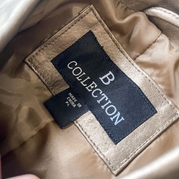 Vintage Metallic Bronze B Collection Leather Jacket Size LP - Picture 3 of 7